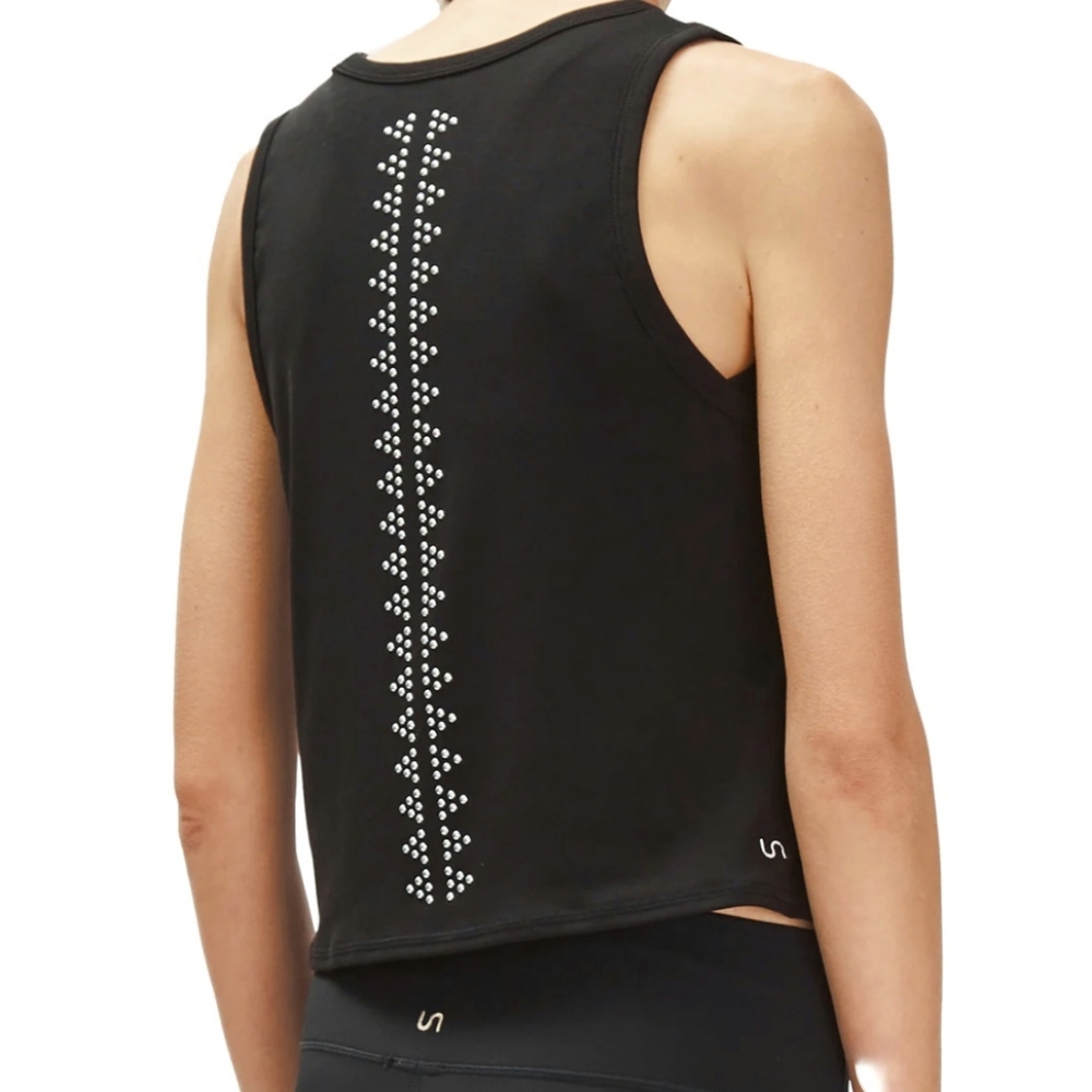 Urban Savage Studded Crop Tee Tank Top NEW Womens Large Black Workout Athletic